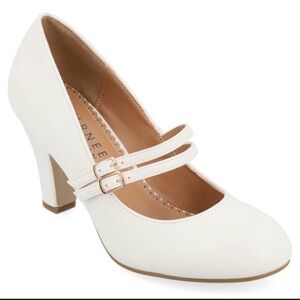 Elegant White Mary Jane Heels
